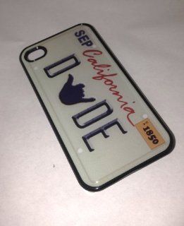California Dude State License Plate iPhone 4 4S BLACK Plastic Case CA LA Surf: Cell Phones & Accessories