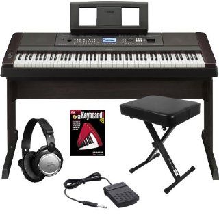Yamaha DGX 650 Black Digital Piano ESSENTIALS BUNDLE w/ Bench & Pedal: Musical Instruments
