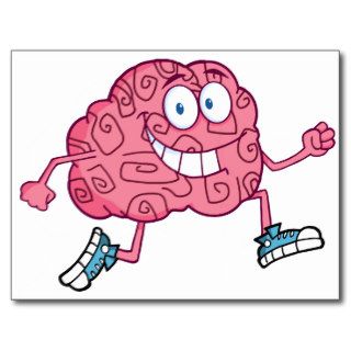 Running Brain Cartoon Character Post Cards
