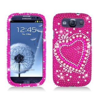 Aimo SAMI9300PCLDI662 Dazzling Diamond Bling Case for Samsung Galaxy S3 i9300   Retail Packaging   Heart Pearl Pink: Cell Phones & Accessories