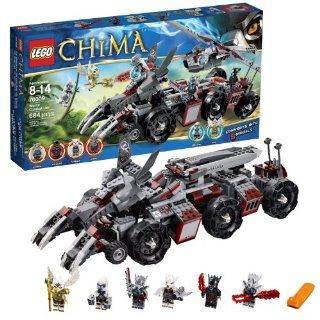 Lego Year 2013 "Legends of Chima" Series Vehicle Set #70009   WORRIZ' COMBAT LAIR with 5 Detachable Vehicles: Wolf Claw Bikes, Truck, Helicopter, Mobile Prison and Motorcyle Plus 6 Minifigures (Worriz, Wilhurt, Wakz, Windra, Eris and Grizzam)