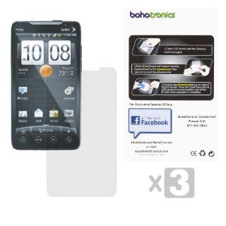 Boho Tronics  (3) Pack Combo Three Premium Screen Protectors With Cleaning Cloth Included   Compatible With HTC EVO 4G   Ultra Clear: Cell Phones & Accessories