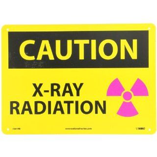 NMC C661RB OSHA Sign, Legend "CAUTION   X RAY RADIATION" with Graphic, 14" Length x 10" Height, Rigid Plastic, Black/Pink on Yellow: Industrial Warning Signs: Industrial & Scientific