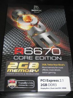 XFX HD 667X CDFR R6670 Core Edition Video Card 2GB 128 bit DDR3 PCI Express 2.1 Display Port / Dual Link DVI / HDMI HD667XCD: Computers & Accessories