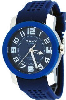 Omax Supreme #TS670 Men's Stainless Steel Blue Dial Silicone Band Casual Sports Watch: Watches