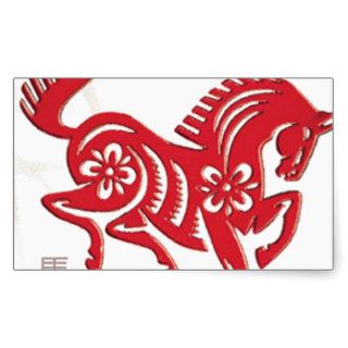 Chinese Papercuts Happy New Year of the Horse 2014 Rectangle Sticker