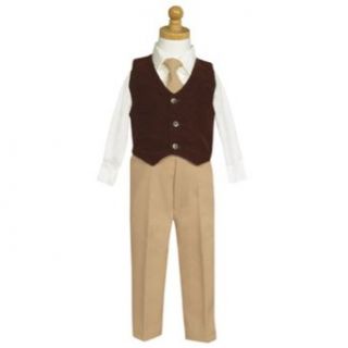 Lito Brown Velvet Vest Special Occasion Christmas 3pc Suit Set Boy 6M 7 Lito Baby
