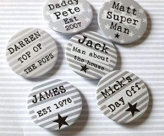 personalised mens badges by tilliemint loves