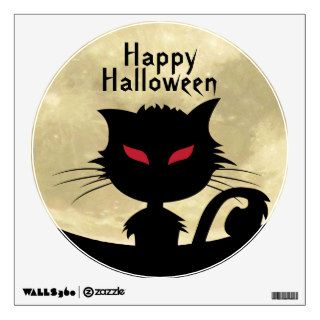 Full Moon And Black Cat Halloween Wall Decal