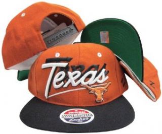 Texas Longhorn Orange/Black Shadow Script Two Tone Plastic Snapback Adjustable Plastic Snap Back Hat / Cap: Clothing
