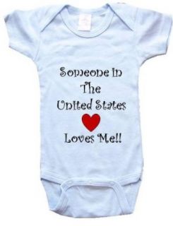 SOMEONE IN THE UNITED STATES LOVES ME   Country Series   White Blue Pink Onesie: Clothing