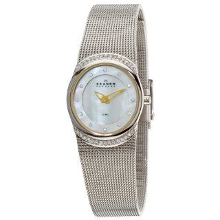 Skagen Women's 686XSGSC Steel Mother Of Pearl Swarovski Crystal Dial and Bezel Watch: Watches