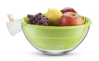 Cuisaid Glass Fruit/Salad Bowl With Silicone Colander & Clip On Holder: Dip Clip: Kitchen & Dining