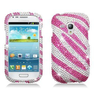 Aimo SAMI8190PCLDI686 Dazzling Diamond Bling Case for Samsung Galaxy S3 Mini   Retail Packaging   Zebra Hot Pink/White Cell Phones & Accessories