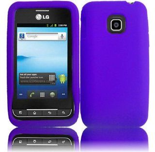 Dark Purple Silicone Jelly Skin Case Cover for LG Optimus 2 AS680 LG Optimus Net: Cell Phones & Accessories