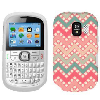 Alcatel One Touch 871A Chevron Peach Green Red on Dots Pattern Phone Case Cover: Cell Phones & Accessories