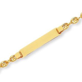 Kids Fancy 14K Gold ID Puffed Mariner Bracelet: Jewelry