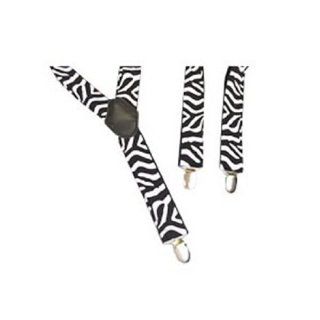 Black and White Zebra Animal Print Design 1.5" Y shaped Clip on Trouser Braces Suspenders: Health & Personal Care