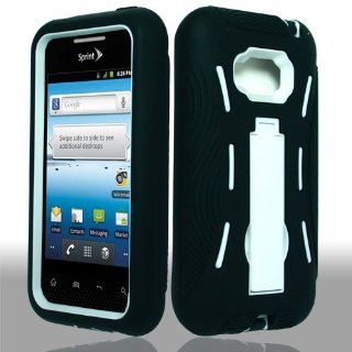 LG Optimus Elite LS696 LS 696 Hybrid Armor White Hard Case and Black Silicone Skin Dual Combo 2 in 1 with Kickstand / Kick Stand Snap On Protective Cover Cell Phone: Cell Phones & Accessories