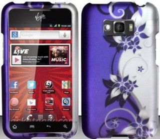 Purple Flowers Hard Snap On Case Cover Faceplate Protector for LG Optimus Elite LS696 Sprint + Free Texi Gift Box: Cell Phones & Accessories