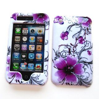 Apple iPhone 3G & 3G S Snap On Protector Hard Case Image Cover "Artistic Purple Flowers" Design: Cell Phones & Accessories