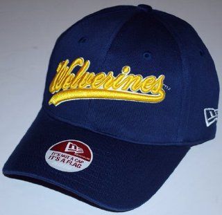 Michigan Wolverines New Era Navy Blue Flexfit Hat Cap (S/M) : Sports Fan Baseball Caps : Sports & Outdoors
