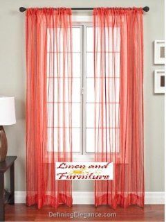 Shop 4pc Red Solid Sheer Window Panel Brand New Curtain at the  Home Dcor Store