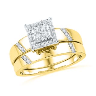 CT. T.W. Diamond Square Frame Bridal Set in 10K Gold   Zales