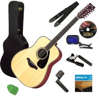 Yamaha FG720S 12 String Guitar STAGE BUNDLE w/ Hard Case, Tuner & Capo: Musical Instruments