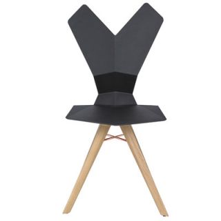 Tom Dixon Y Side Chair with Wood Base YC0 Shell Finish: Black, Base Finish: B