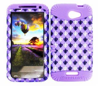 For Htc One X S720e Saints Fleur De Lis Purple Heavy Duty Case + Light Purple Rubber Skin Accessories: Cell Phones & Accessories