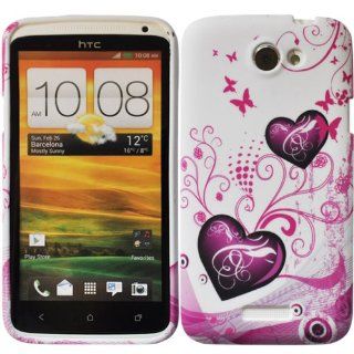 Bfun Purple Heart style GEL Cover Case Skin for HTC ONE X S720E: Cell Phones & Accessories