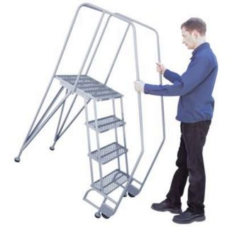 Cotterman TiltNRoll Straddle Ladder — 5 Step  Rolling Ladders   Platforms
