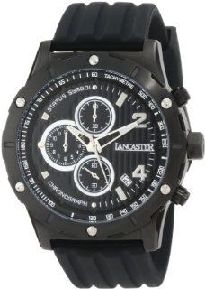 Lancaster Men's OLA0372NR Chronograph Black Textured Dial Black Silicone Watch: Watches