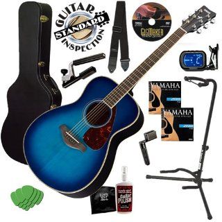 Yamaha FS720S Blue Aqua Guitar COMPLETE BUNDLE w/ Hard Case & Stand: Musical Instruments