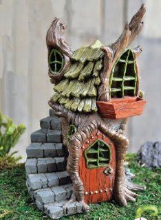 Fiddlehead Fairy Garden Miniature Garden Stump House Halloween : Outdoor Statues : Patio, Lawn & Garden