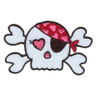 Novelty Iron on Patch   Skulls Pink Skull Crossbones Girly Pirate Patch Logo: Clothing