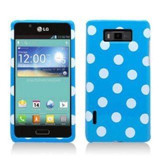 Aimo LGUS730PCPD302 Trendy Polka Dot Hard Snap On Protective Case for LG Splendor/Venice S730   Retail Packaging   Light Blue/White: Cell Phones & Accessories