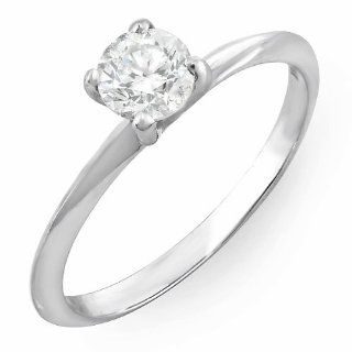 0.26 Carat (ctw) 14K White Gold Round White Diamond Solitaire Promise Engagement Ring 1/4 CT: Jewelry