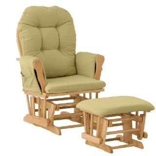 Stork Craft Hoop Glider and Ottoman, Natural/Green Chenille : Nursery Gliders : Baby