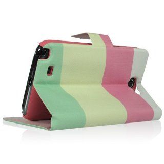 ZuGadgets Magenta+Yellow+Green/Elegant Tri Color Premium PU Leather Stand Protective Skin Case Cover Wallet for Samsung GALAXY Note II 2 N7100 (4265 4): Cell Phones & Accessories