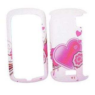 LG GENESIS VX760 Pink Heart on White HARD PROTECTOR COVER CASE / SNAP ON PERFECT FIT CASE Cell Phones & Accessories