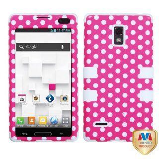 MyBat LGP769HPCTUFFIM009NP Rugged Hybrid TUFF Case for LG Optimus L9/Optimus 4G   Retail Packaging   Dots   Pink/White: Cell Phones & Accessories