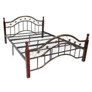 Home Source Industries 3000 Decorative Full Metal Bed with Sturdy Wooden Posts: Home & Kitchen
