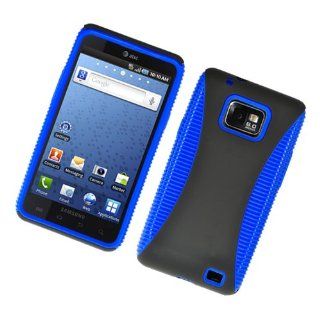 Eagle Cell PHSAMI777BLBK Hybrid Protective Gummy TPU Case for Samsung Galaxy S2 i777   Retail Packaging   Blue/Black: Cell Phones & Accessories