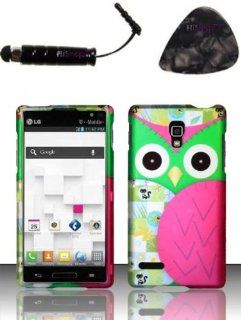 LG Optimus L9 P769 P760 (T Mobile) Rubberized Design   Owl Design Design Snap on Hard Shell Cover Protector Faceplate AND HiShop(TM) Stylus, Guitar Pick/Pry Tool Cell Phones & Accessories
