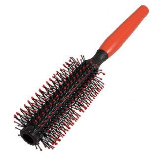 Red Plastic Handle Curly Hair Styling Round Bristles Brush Comb Health & Personal Care