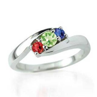 Personalized Birthstone Bypass Mothers Ring in 10K Gold (3 Stones