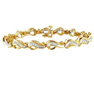 10 Karat Yellow Gold 1 Carat Diamond Tennis Bracelet Jewelry