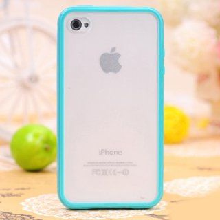 Easygoby Turquoise /Stylish TPU Hybrid Sleek Dual Tone Frame Rim Frosted Matte Clear Back Phone Case /Cover /Skin /HardShell /Shell For Apple iphone 4/ 4S/ 4G: Cell Phones & Accessories